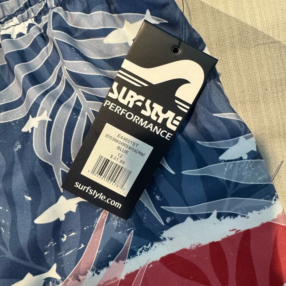 Surf Style Blue and Red Performance Shorts